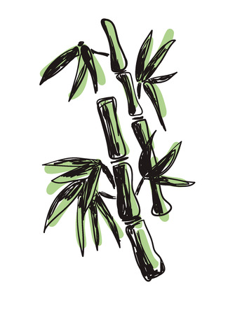 Green bamboo hand drawn iconのイラスト素材