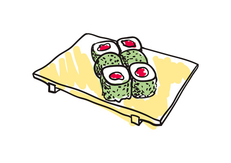 Sushi set hand drawn iconのイラスト素材