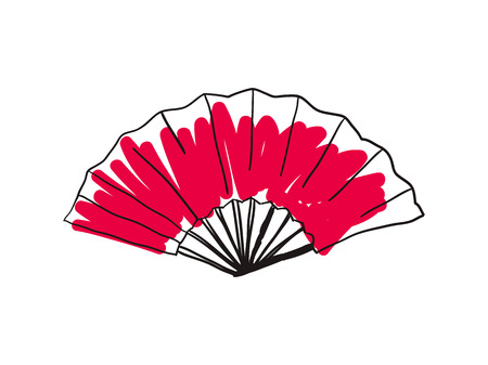 Paper folding fan hand drawn iconのイラスト素材