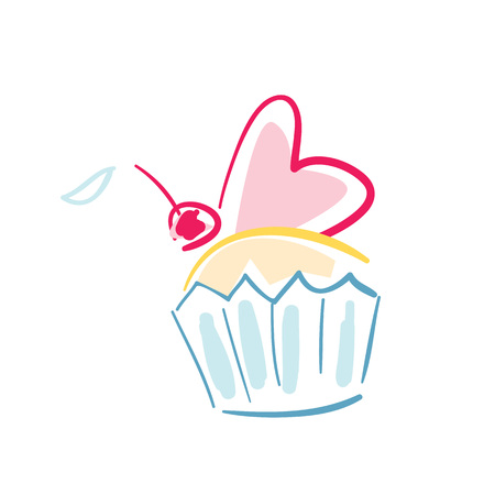 Happy valentine day icon with cupcakeのイラスト素材