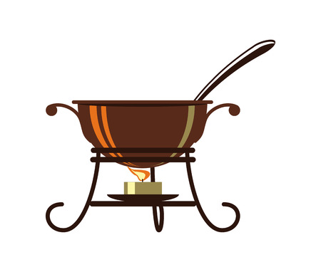 Cauldron for mulled wine heated over open isolated vector iconのイラスト素材