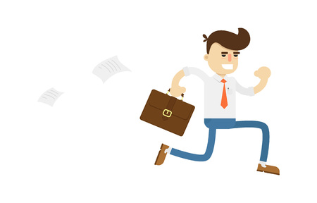 Running businessman with suitcaseのイラスト素材