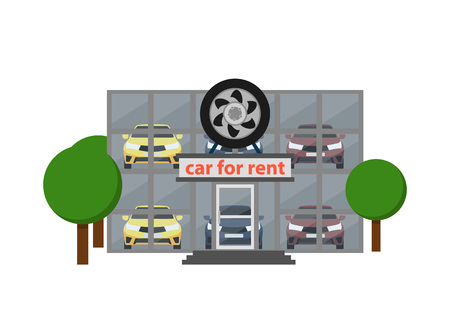 Rental business icon with car showroomのイラスト素材