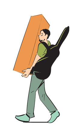 Man carry nightstand vector iconのイラスト素材