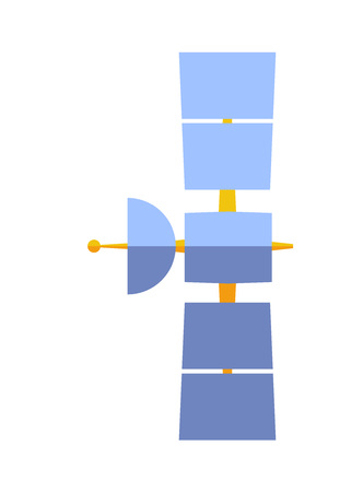 Space satellite isolated icon. World communication and global navigation vector illustration in flat style.のイラスト素材