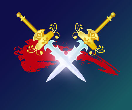 Fight opposition element with crossed swordsのイラスト素材