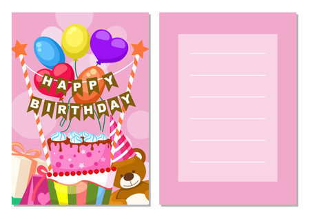 Happy birthday kids postcard setのイラスト素材