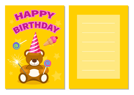 Happy birthday kids postcard setのイラスト素材