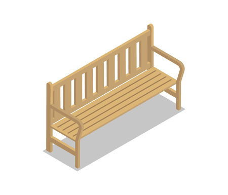 Park wooden bench isometric 3D icon.のイラスト素材