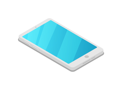Smartphone device isometric 3D icon. Digital technologies, mobile computer gadget with network communication vector illustrationのイラスト素材