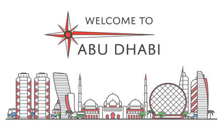 Welcome to Abu Dhabi poster in linear styleのイラスト素材
