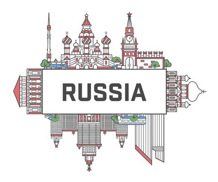 Travel Russia poster in linear styleのイラスト素材