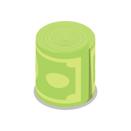 Money roll isolated isometric 3D icon.のイラスト素材