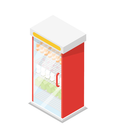 Showcase refrigerator isometric 3D iconのイラスト素材