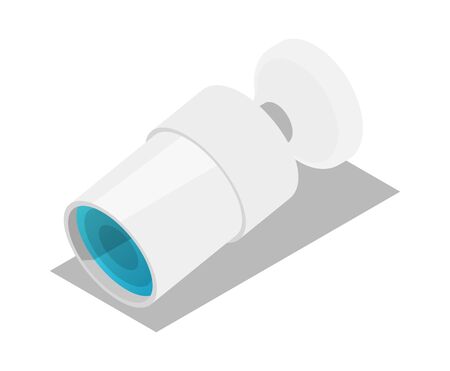 Supermarket surveillance camera isometric 3D icon, Retail and distribution symbol isolated illustration.のイラスト素材