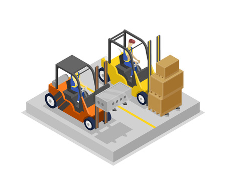Warehouse forklifts in loading isometric 3D iconの写真素材