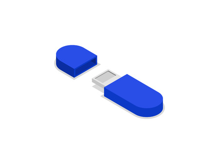 Blue usb drive isometric 3D icon