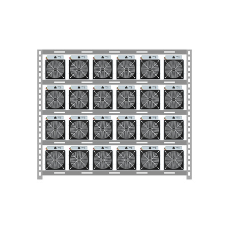 Cryptocurrency mining server rack isolated iconのイラスト素材