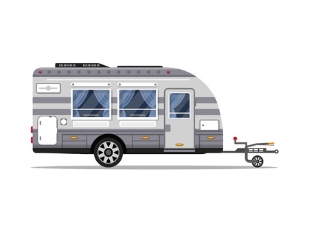 Car RV trailer isolated vector iconのイラスト素材