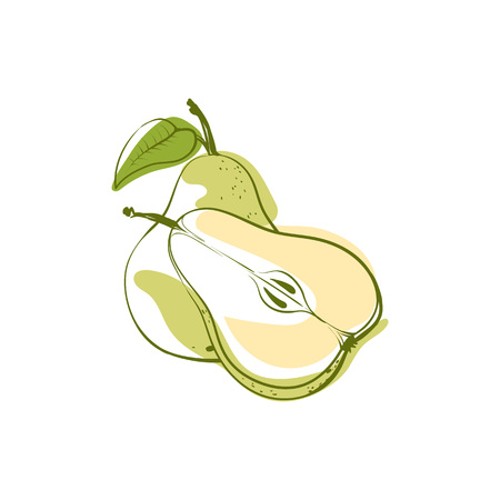 Ripe pear isolated vector iconのイラスト素材