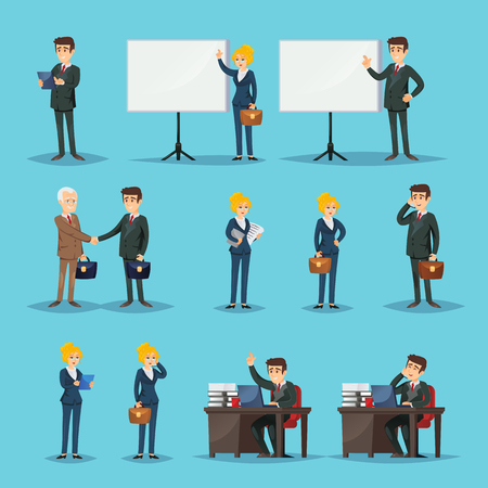 Setting of icons for businesspeople in officeのイラスト素材