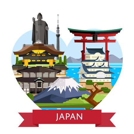 Japan travel concept with famous attractions.の写真素材