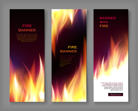 Fire flame banner set Vector illustration.のイラスト素材