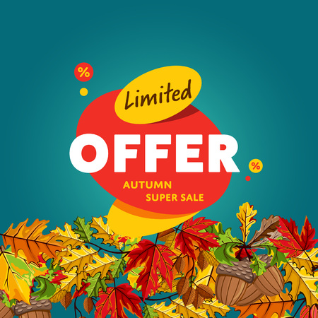 Limited offer banner. Autumn super saleのイラスト素材