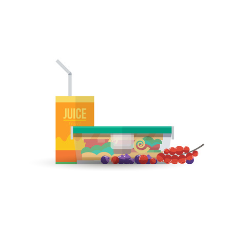 Sandwich in container and juiceのイラスト素材