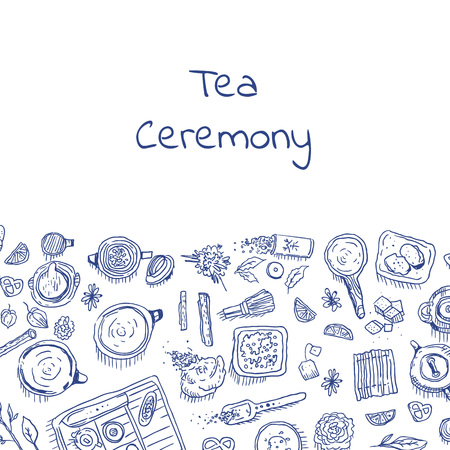 Tea ceremony and sweets patternのイラスト素材