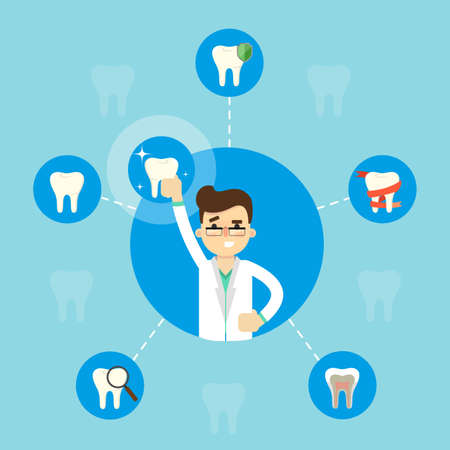 Dental care banner with male dentistの写真素材