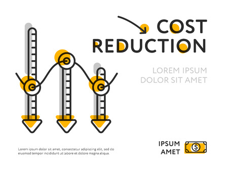 Flat design of infographic graph with lowering of prices and minimalist elements. のイラスト素材