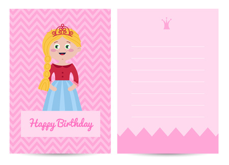 Happy birthday kids postcard with princessのイラスト素材