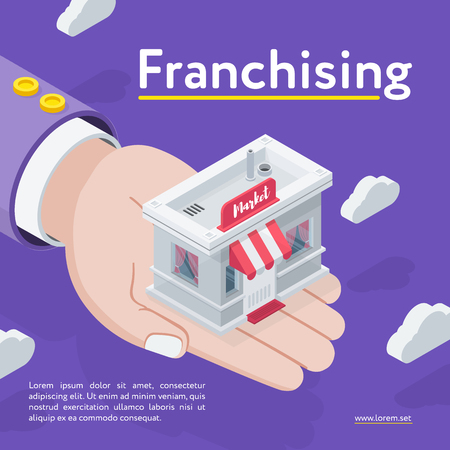 Hand holding Franchising storeのイラスト素材