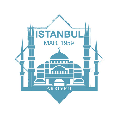 Istanbul arrival ink stamp on passport.のイラスト素材