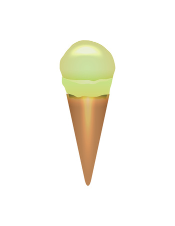 Pistachio ice cream cone isolated iconのイラスト素材