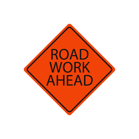 Road work ahead sign isolated on whiteのイラスト素材