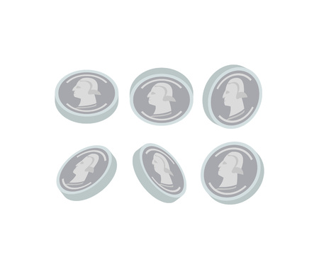 Various silver coins isolated iconのイラスト素材