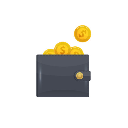 Man leather wallet with golden coins iconのイラスト素材