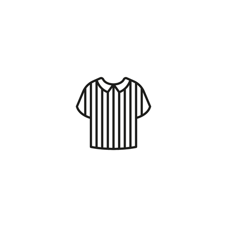 Minimalist design of black icon with striped shirt of football game referee uniform on whiteのイラスト素材