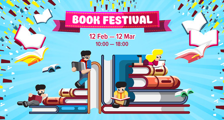 Bright design of Book Festival promotionのイラスト素材