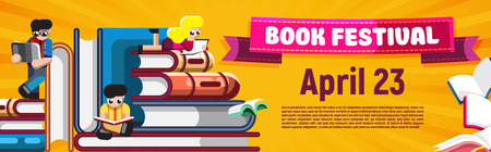 Book Festival promotion colorful bannerのイラスト素材