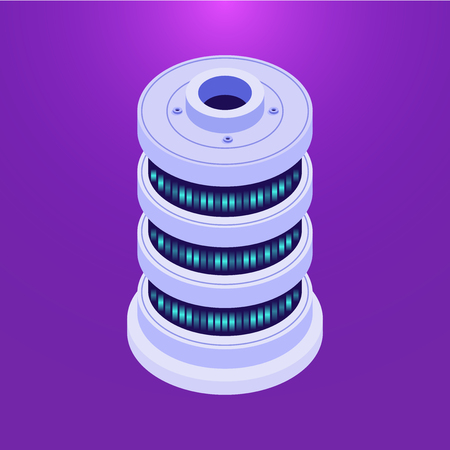 Vector design of database network server in round shape on purple backgroundのイラスト素材
