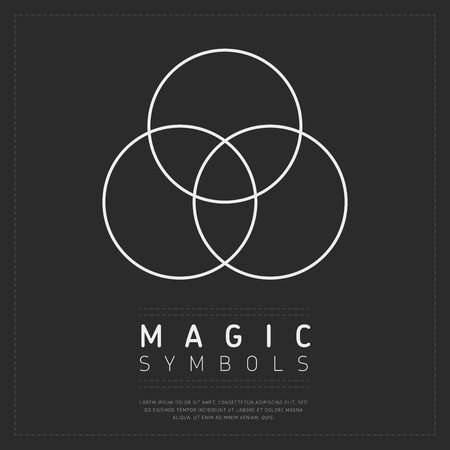 Flat design of three crossed circles representing esoteric sign in white color on gray backgroundのイラスト素材