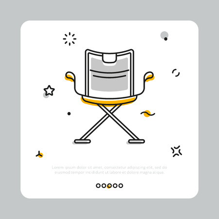 Vector element of icon showing chair of cinema director in white square on gray backgroundのイラスト素材