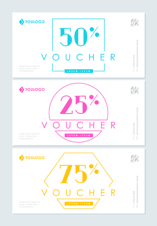 White vouchers with colorful per centsのイラスト素材