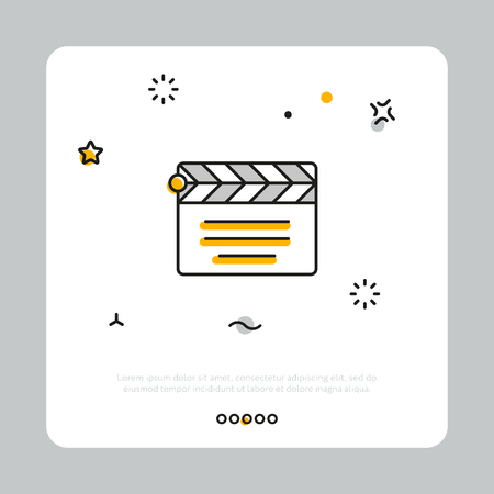 Clapperboard icon on white squareの写真素材