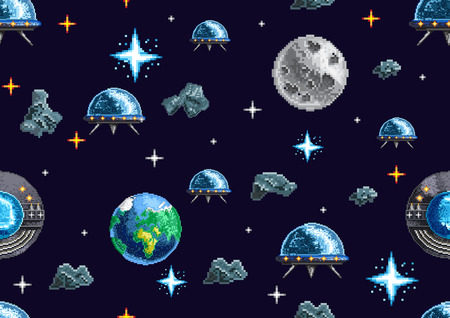 Pixel seamless background with spaceのイラスト素材
