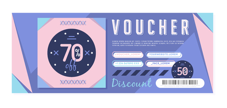 Design of gift voucher with 70% discount offer on purchases in storeのイラスト素材