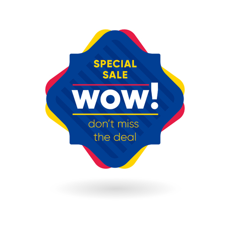 Bright stylish banner decorated with wow and special sale writingのイラスト素材